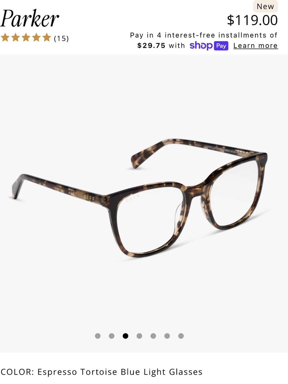 Diff Eyewear Espresso Tortoise Blue Light Glasses